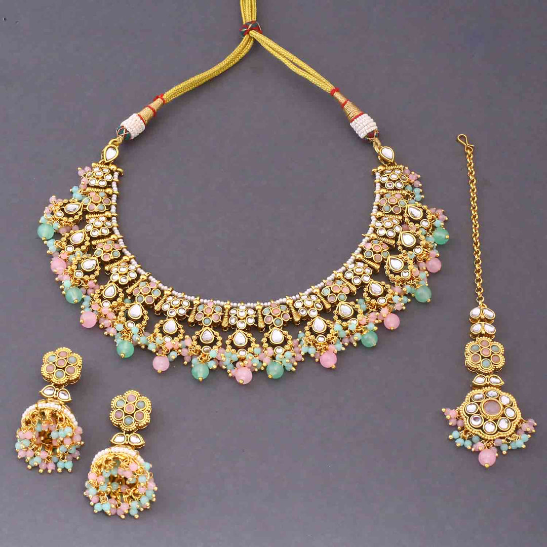 Multicolor Amita Kundan Jewellery Set