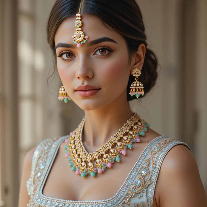 Multicolor Amita Kundan Jewellery Set
