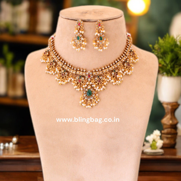 Multicolor Amolika Antique Jewellery Set