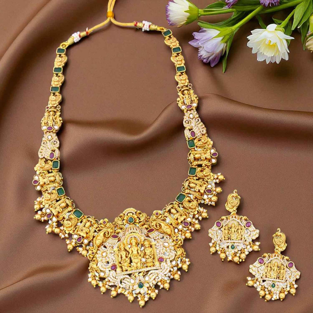 Multicolor Amruta Hasli Temple Jewellery Set- New Arrival