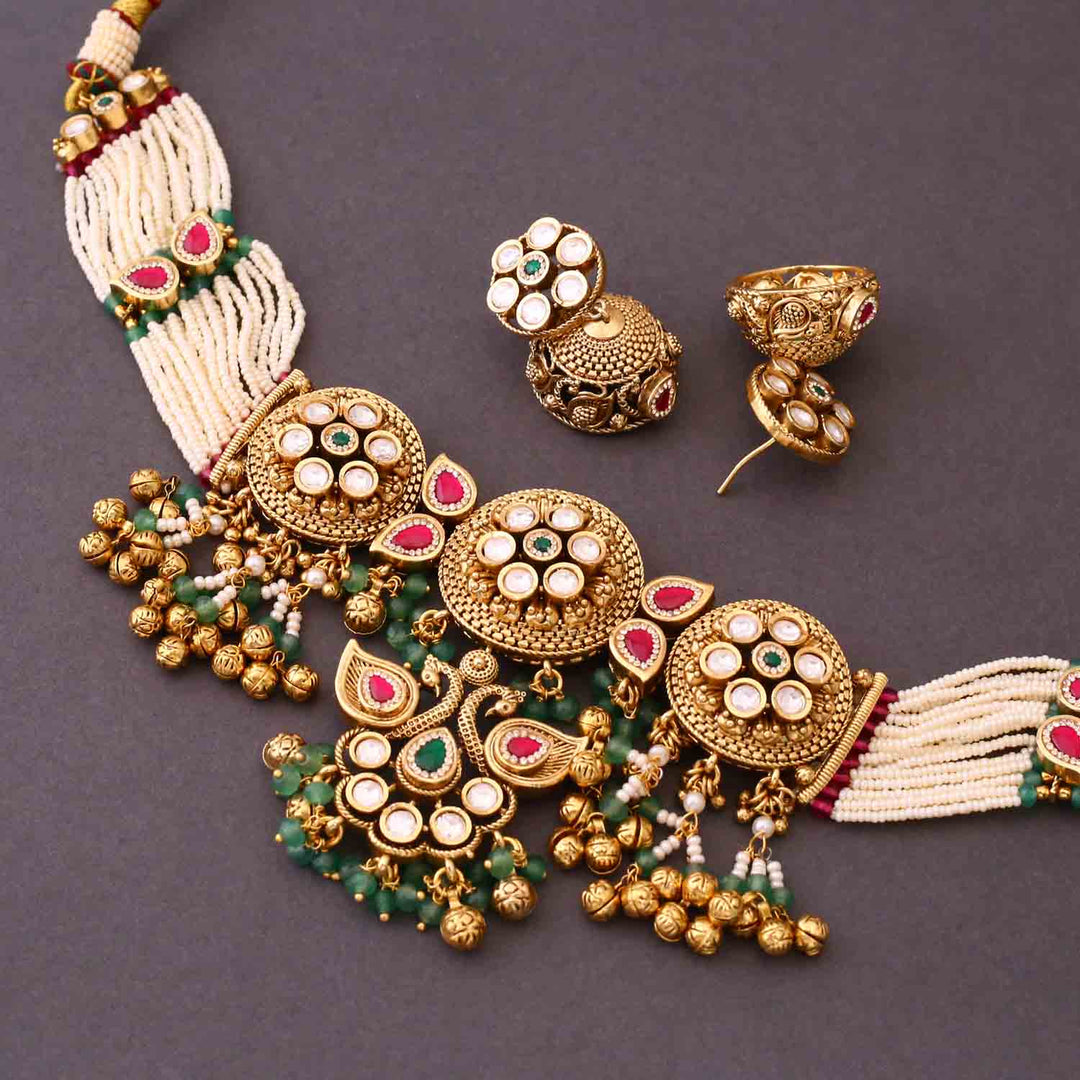 Multicolor Amrutha Antique Rajwadi Set