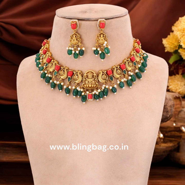 Multicolor Andal Temple Jewellery Set- New Arrival