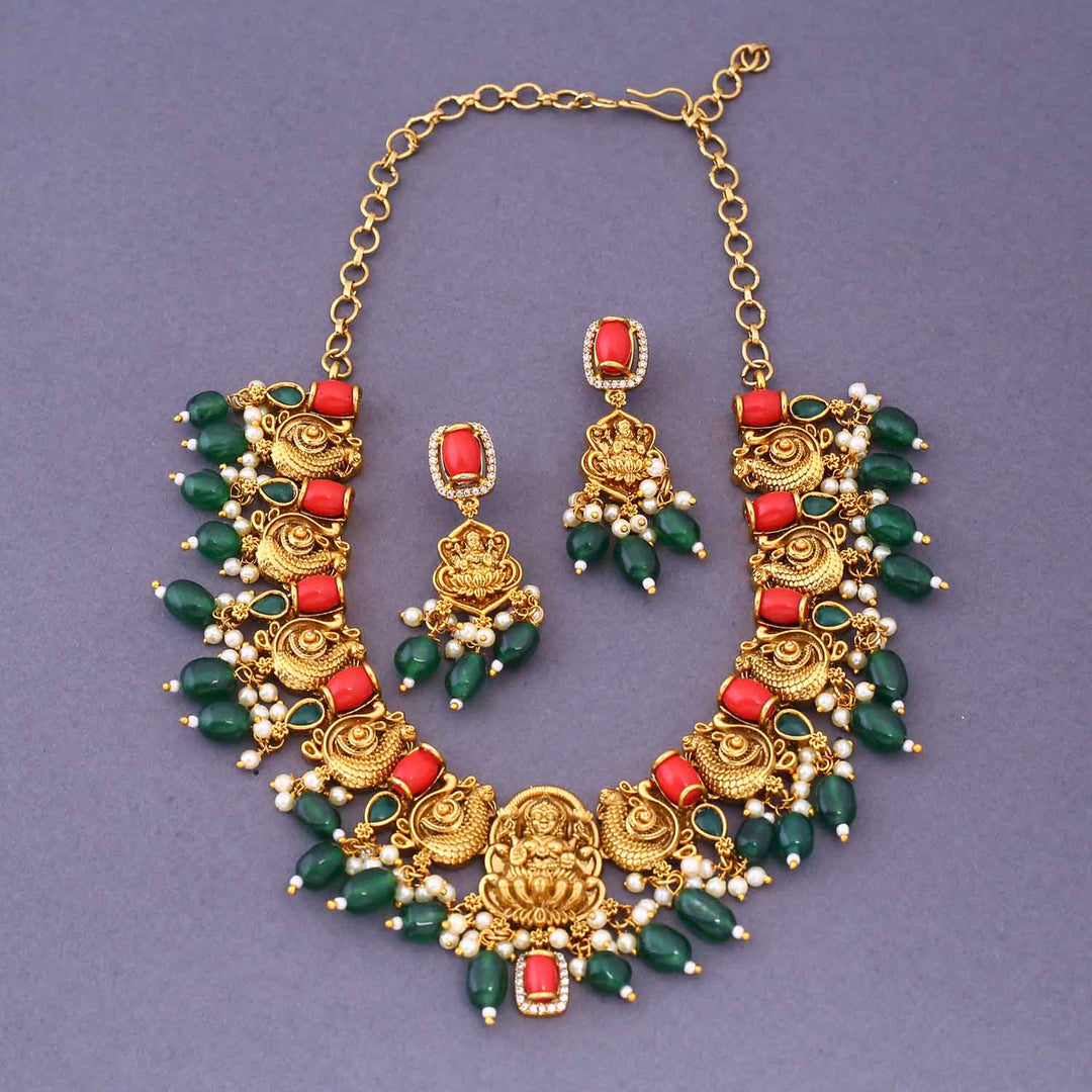 Multicolor Andal Temple Jewellery Set- New Arrival
