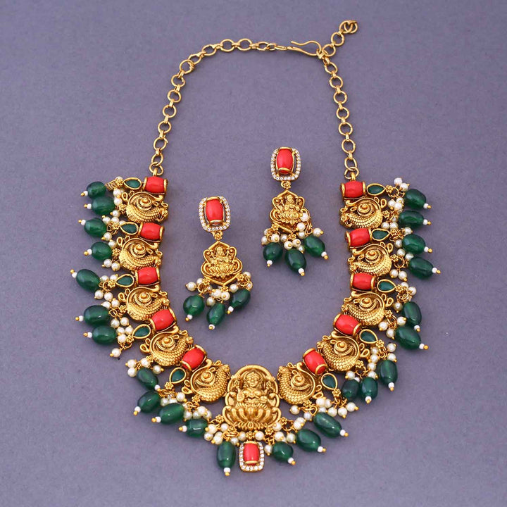 Multicolor Andal Temple Jewellery Set- New Arrival