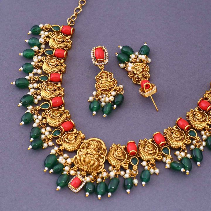 Multicolor Andal Temple Jewellery Set- New Arrival