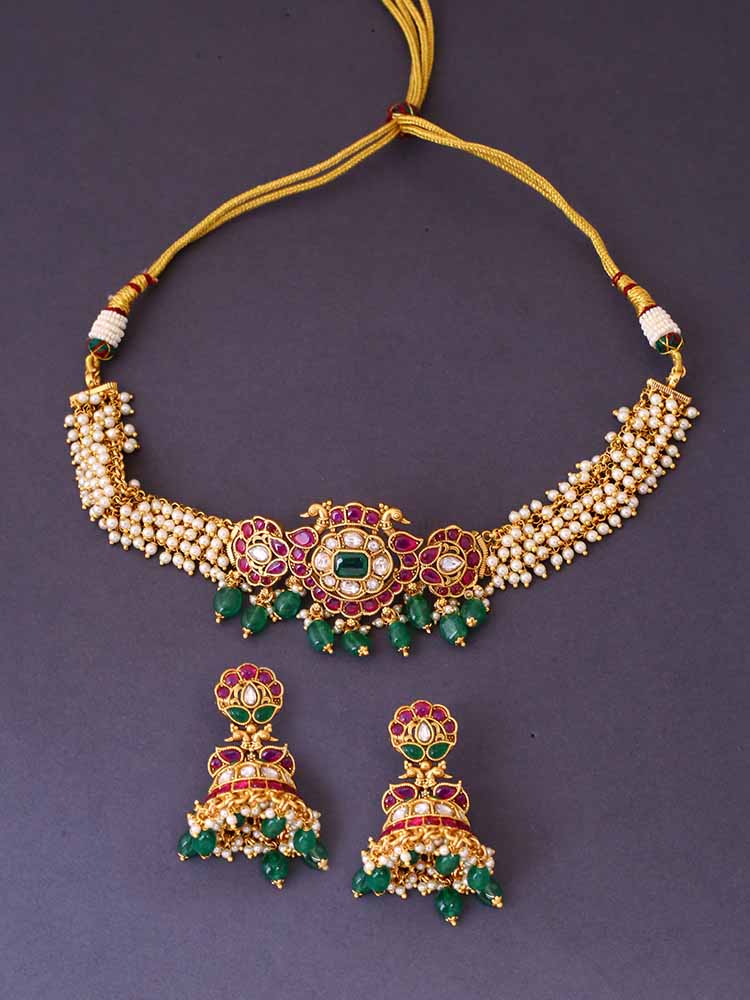 Multicolor Andiran Antique Jewellery Set