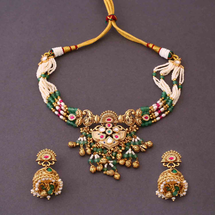 Multicolor Anjana Antique Rajwadi Set