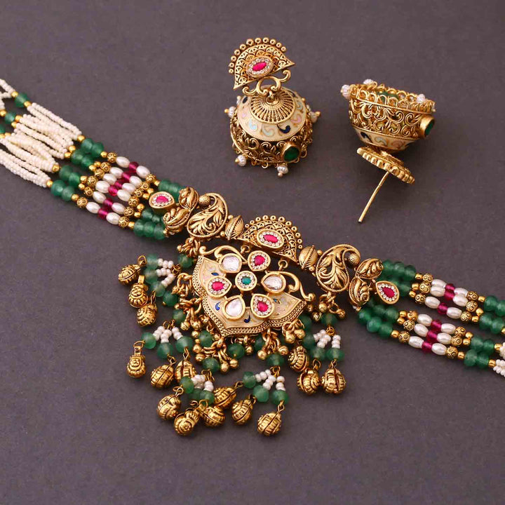 Multicolor Anjana Antique Rajwadi Set