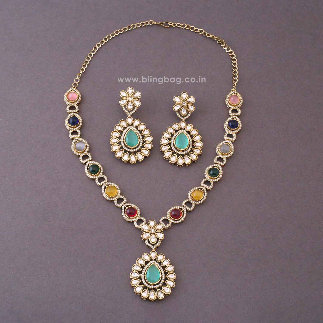 Multicolor Anshvi Kundan Jewellery Set