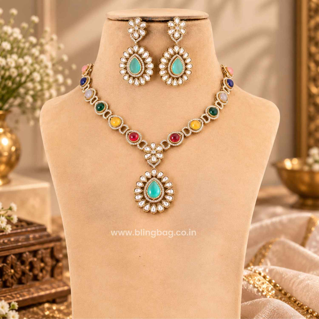 Multicolor Anshvi Kundan Jewellery Set