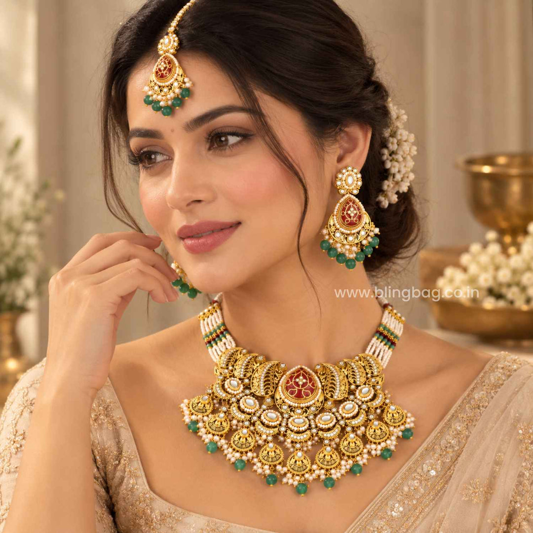 Multicolor Aranya Kundan Jewellery Set - New Arrival