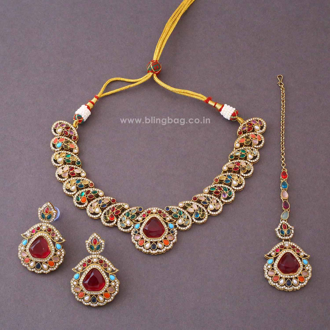 Multicolor Arvika Kundan Jewellery Set - New Arrival
