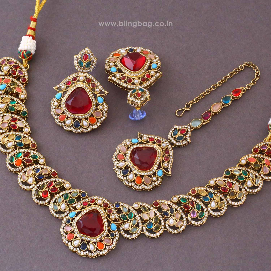 Multicolor Arvika Kundan Jewellery Set - New Arrival