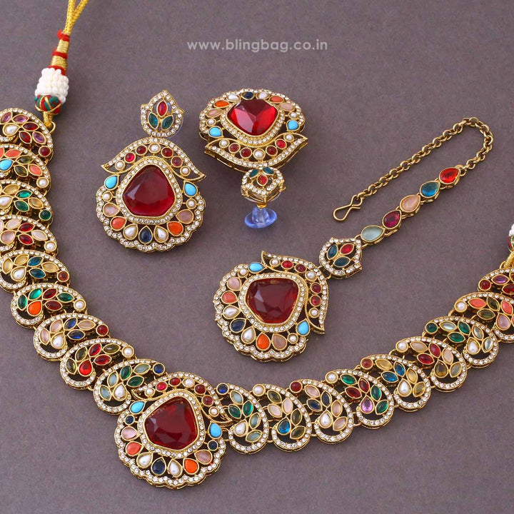 Multicolor Arvika Kundan Jewellery Set - New Arrival