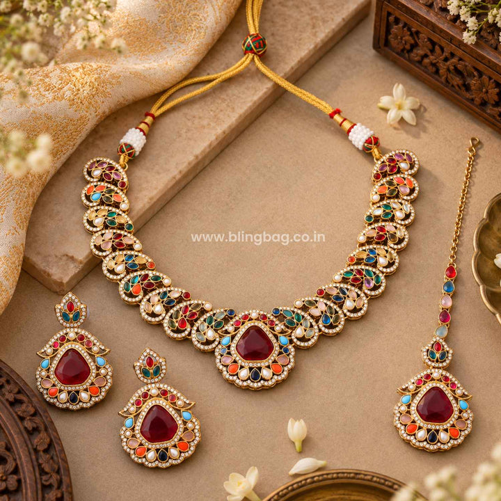 Multicolor Arvika Kundan Jewellery Set - New Arrival