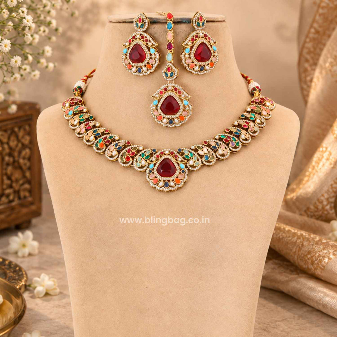Multicolor Arvika Kundan Jewellery Set - New Arrival