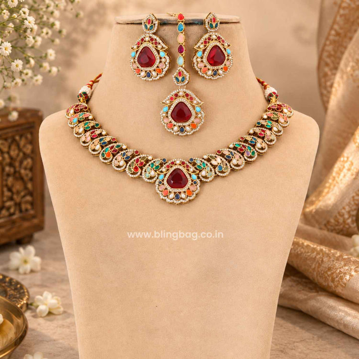 Multicolor Arvika Kundan Jewellery Set - New Arrival