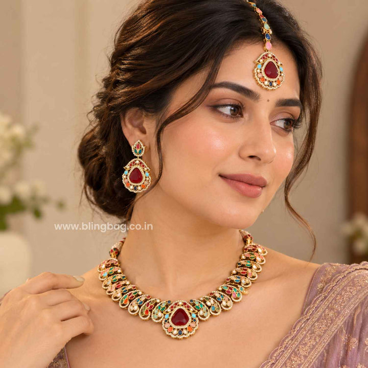 Multicolor Arvika Kundan Jewellery Set - New Arrival