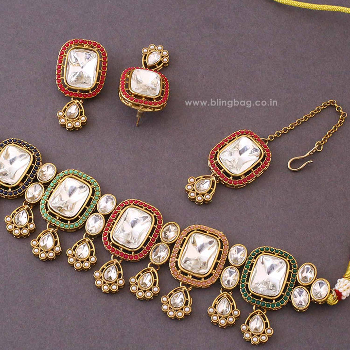 Multicolor Asmina Kundan Jewellery Set