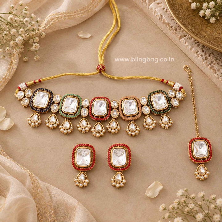 Multicolor Asmina Kundan Jewellery Set
