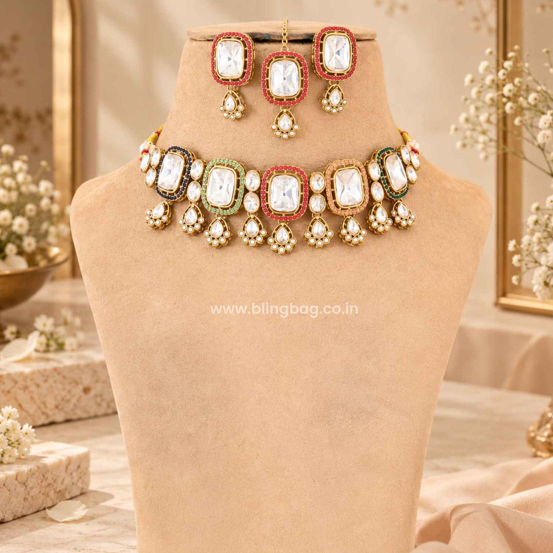 Multicolor Asmina Kundan Jewellery Set