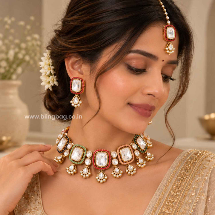 Multicolor Asmina Kundan Jewellery Set