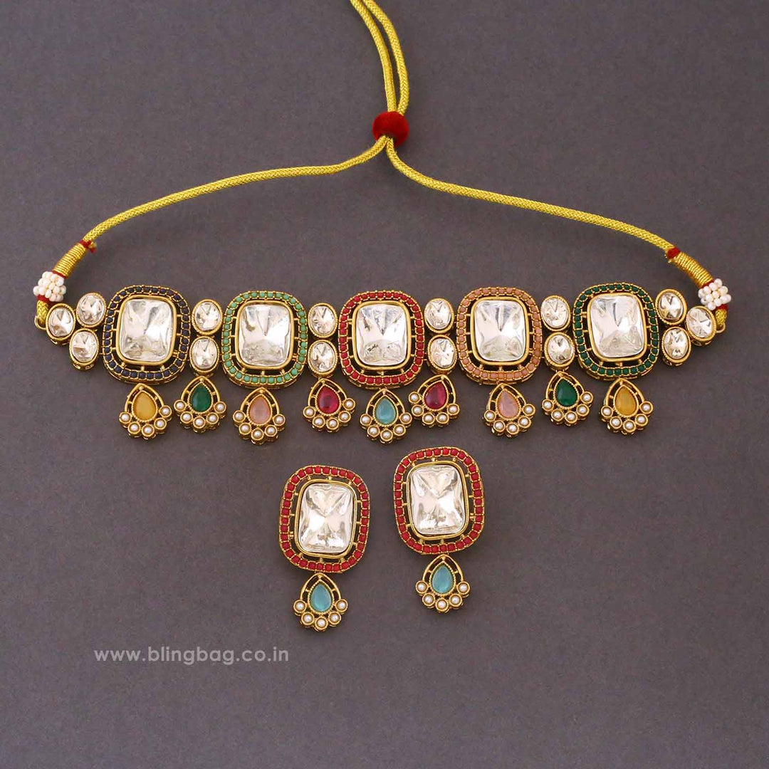 Multicolor Asmina Kundan Jewellery Set