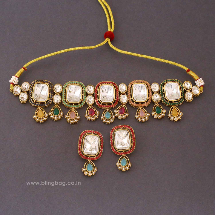 Multicolor Asmina Kundan Jewellery Set