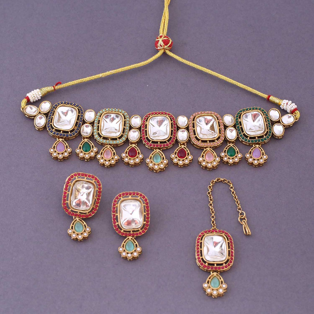 Multicolor Asmina Kundan Jewellery Set
