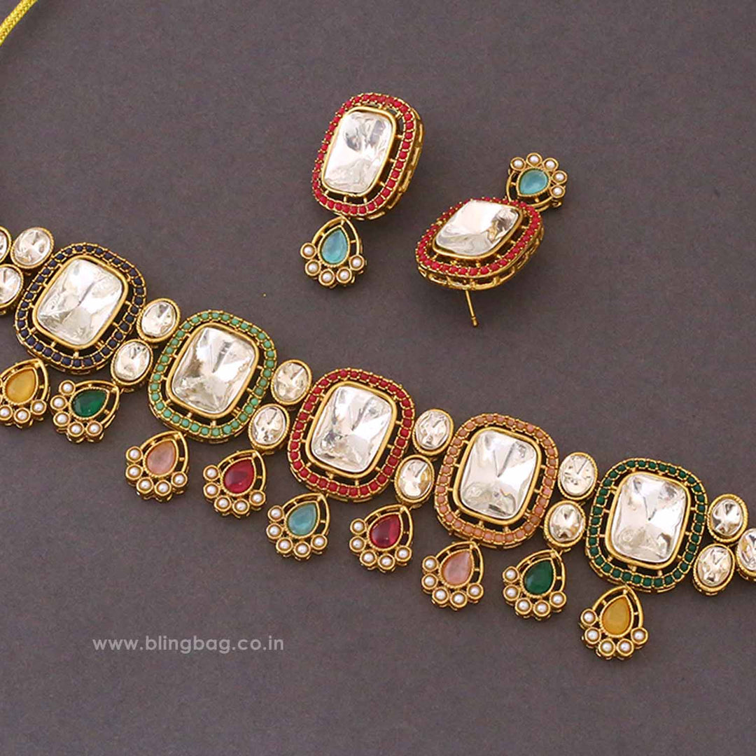 Multicolor Asmina Kundan Jewellery Set