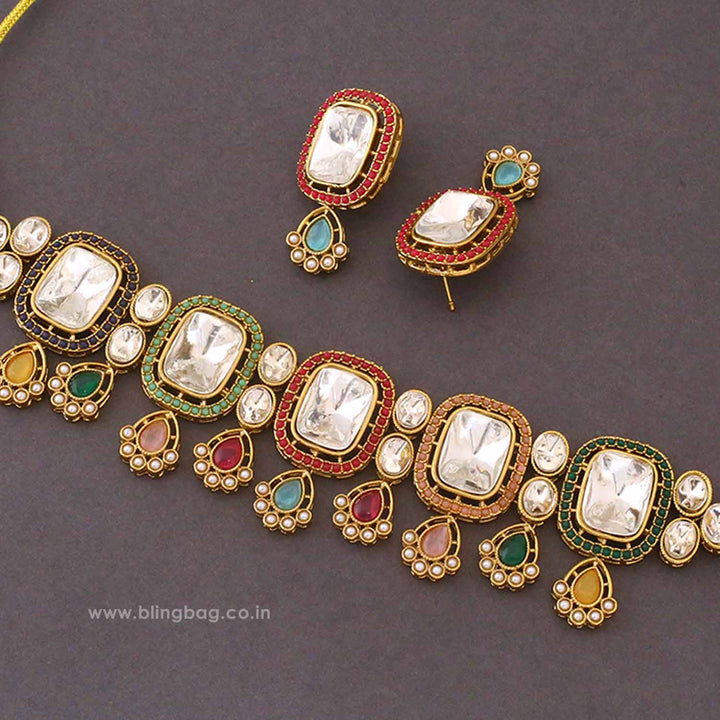Multicolor Asmina Kundan Jewellery Set