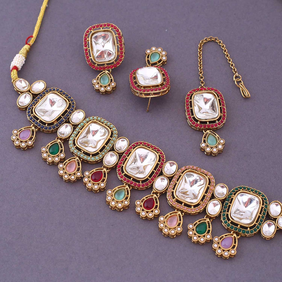 Multicolor Asmina Kundan Jewellery Set