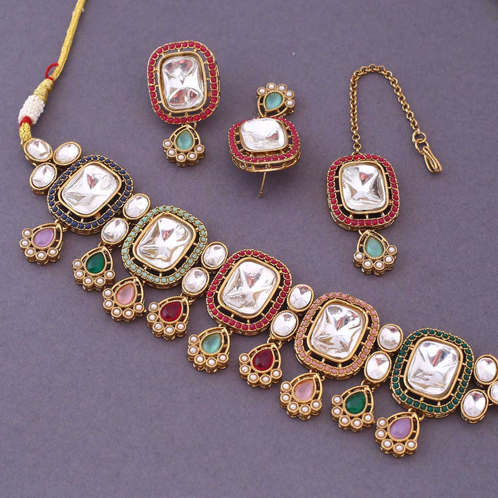 Multicolor Asmina Kundan Jewellery Set