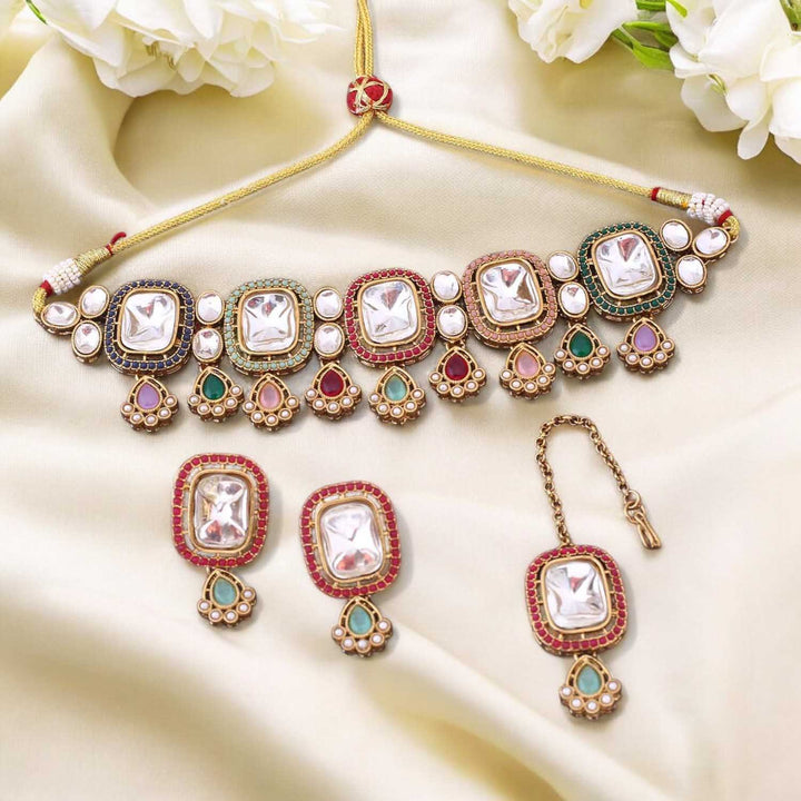 Multicolor Asmina Kundan Jewellery Set