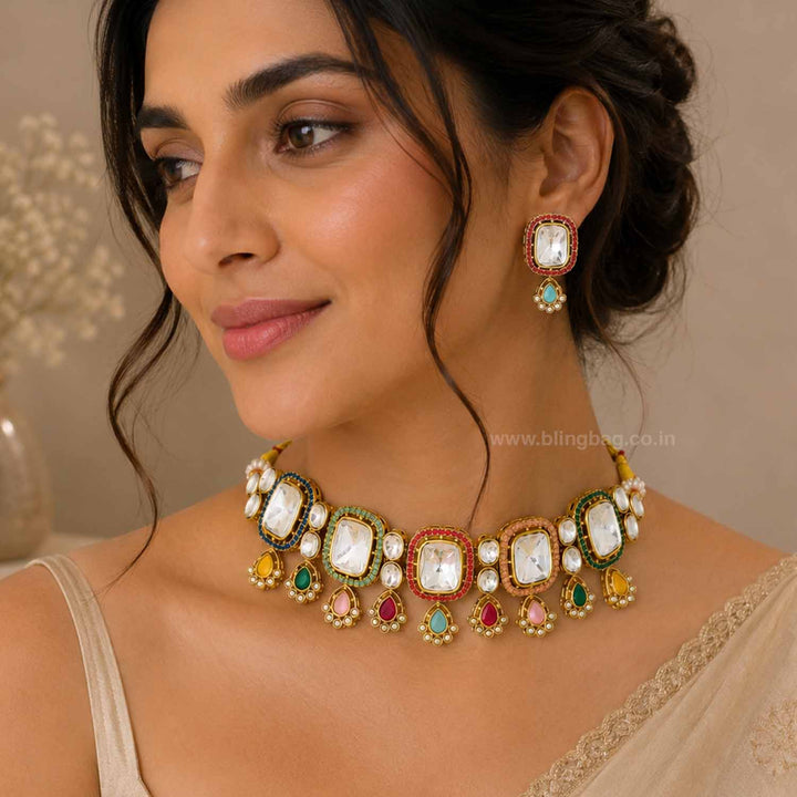 Multicolor Asmina Kundan Jewellery Set