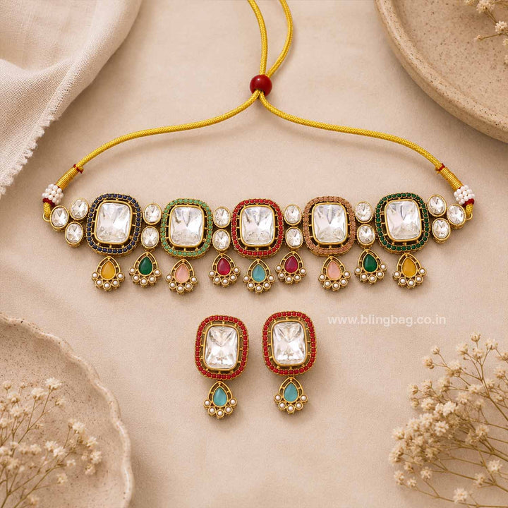 Multicolor Asmina Kundan Jewellery Set