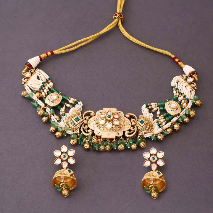 Multicolor Aswathy Antique Rajwadi Set