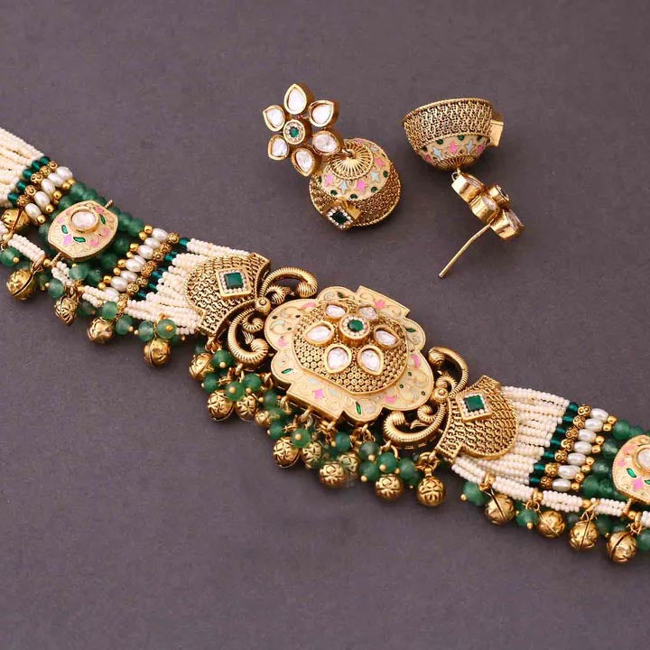 Multicolor Aswathy Antique Rajwadi Set