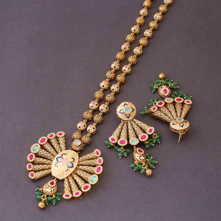 Multicolor Athira Antique Rajwadi Set