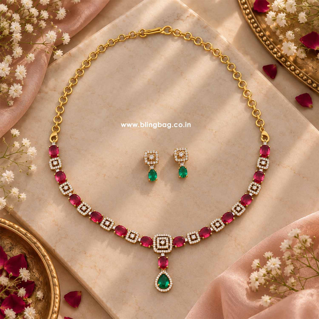 Multicolor Aura Victorian Jewellery Set - New Arrival