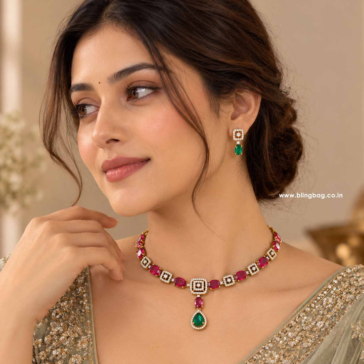 Multicolor Aura Victorian Jewellery Set - New Arrival