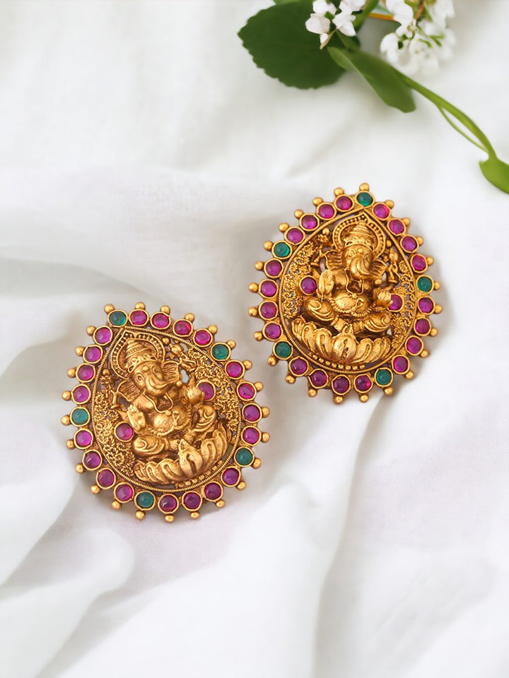 Multicolor Avighna Temple Studs - EOSS