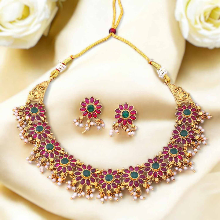 Multicolor Bahiravi Antique Jewellery Set - New Arrival