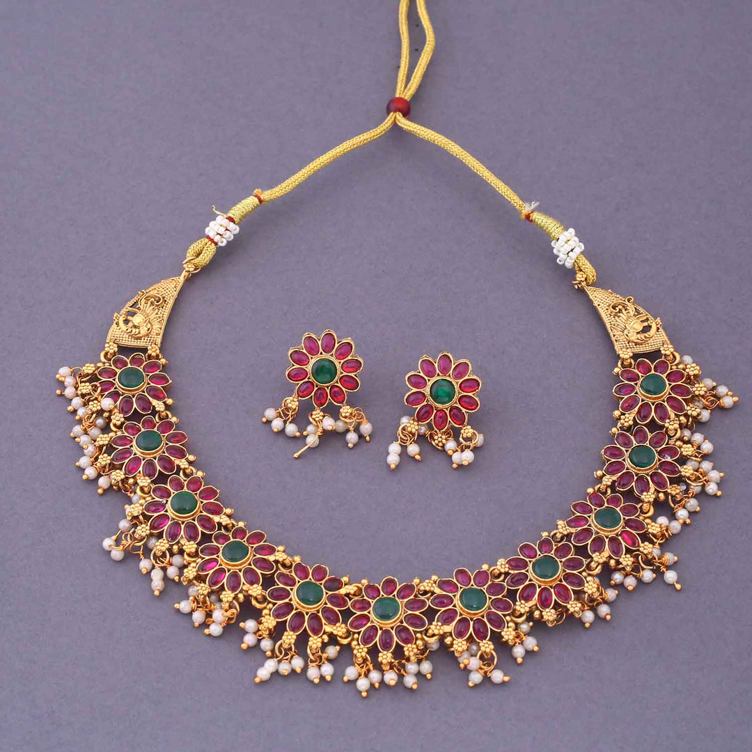 Multicolor Bahiravi Antique Jewellery Set - New Arrival
