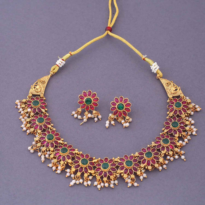 Multicolor Bahiravi Antique Jewellery Set - New Arrival