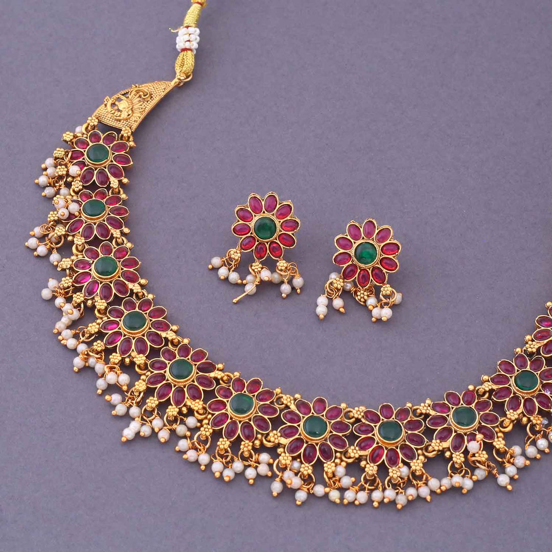 Multicolor Bahiravi Antique Jewellery Set - New Arrival