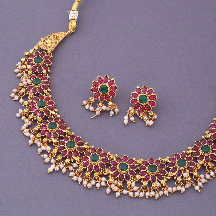 Multicolor Bahiravi Antique Jewellery Set - New Arrival