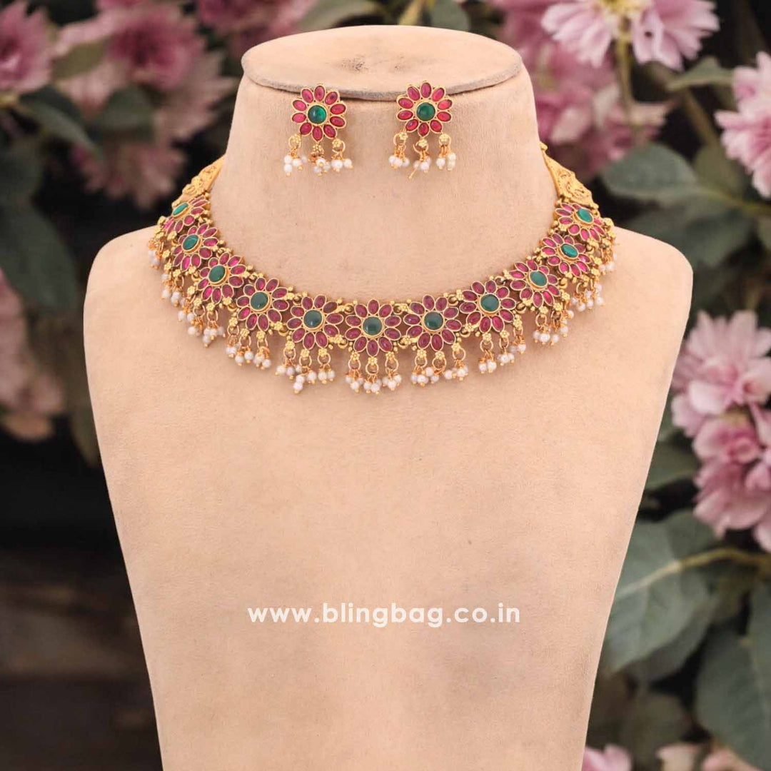 Multicolor Bahiravi Antique Jewellery Set - New Arrival
