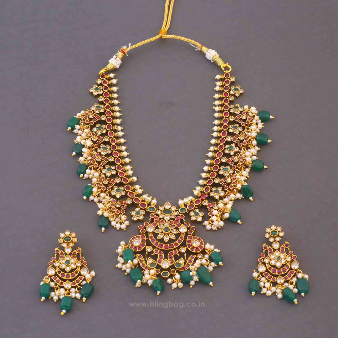Multicolor Barkha Antique Jewellery Set - New Arrival