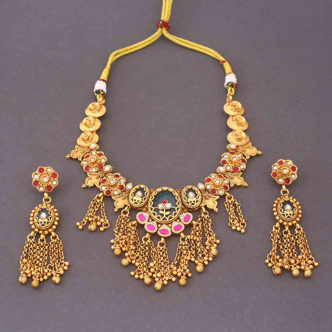 Multicolor Basanti Heritage Jewellery Set - New Arrival